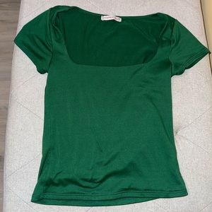 Green Square Neck Top